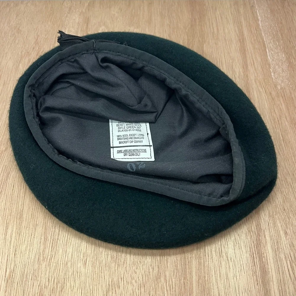 Bancroft Beret Mens 7 Green Army US Military Wool Ranger DLA100-91-D-4056 Uni